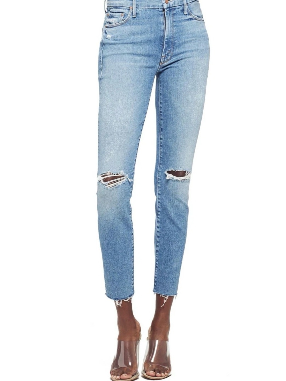 Mother Denim Looker High Waisted Ankle Fray 31 in Thrilling Shots